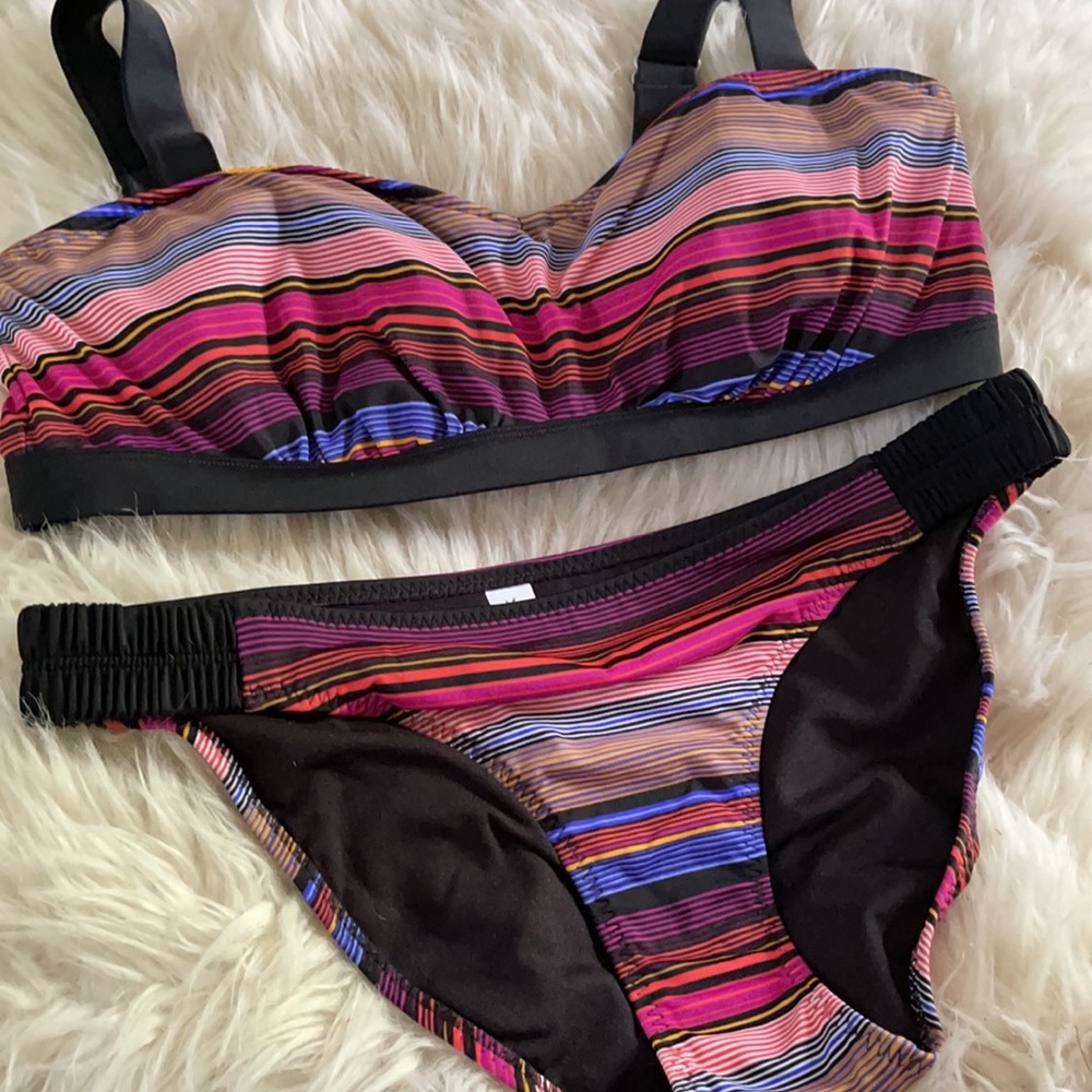Athleta Purple Capri stripe PURA Bikini set - Picture 7 of 10